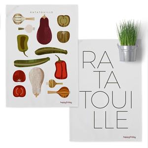 Happy Friday Set van 2 theedoeken Ratatouille | 