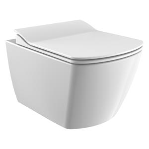 Boss & wessing Wandcloset  Flat Rim-off Met Bidet Keramiek Wit (Excl. Zitting)