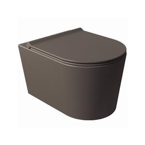 Salenzi Wandcloset  Civita 50x35x36.5 cm Keramiek Rimless Mat Donkerbruin (excl. zitting)