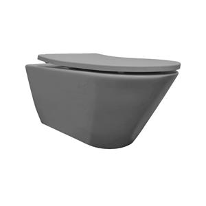Boss & wessing Wandcloset Met Toiletzitting  Lia Rimless Mat Grijs