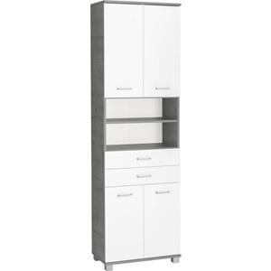 Schildmeyer Hochschrank "Mobes", Breite/Höhe: 59,8/193,7 cm, Badschrank mit 2 breiten Schubkästen