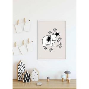 Komar Poster Scribble Elephant Hoogte: 50 cm