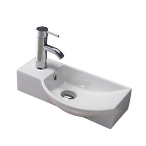 Sanilux Fontein  Bee 40x22x10cm met Afvoer en Kraan Keramiek Wit (Kraan Links)