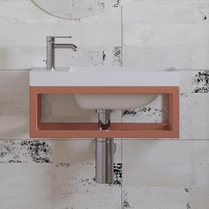 Boss & Wessing Fonteinset  Paris 40x22 cm met Glans Wit Fontein Mat Koper