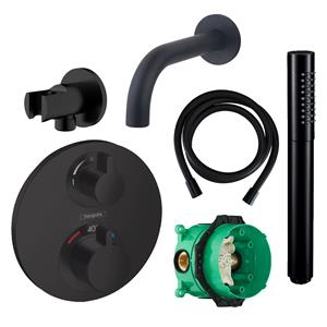 Hansgrohe Badkraanset  Ecostat Rond met Handdouche Zwart