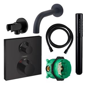 Hansgrohe Badkraanset  Ecostat Vierkant met Handdouche Zwart