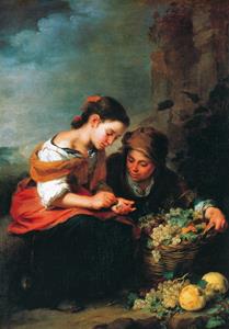 PGM B.E. Murillo - Die kleine Obsthändlerin Kunstdruk 48x69cm