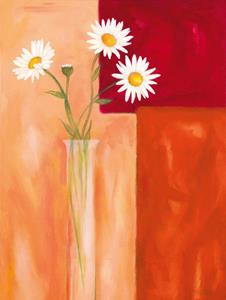 PGM Günter Gohn - Margeriten mit Siena-Braun Kunstdruk 60x80cm