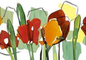 PGM Walter Muth - Rote Blumen Trilogie II Kunstdruk 100x70cm