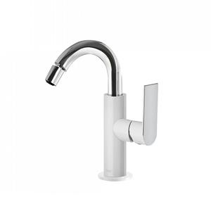 Tres Bidetmengkraan  Loft Colors 1-Hendel Bidet Uitloop Gebogen 16,5 cm Rond Wit Chroom