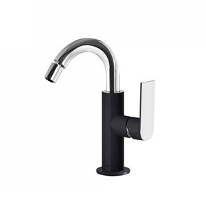 Tres Bidetmengkraan  Loft Colors 1-Hendel Bidet Uitloop Gebogen 16,5 cm Rond Zwart Chroom