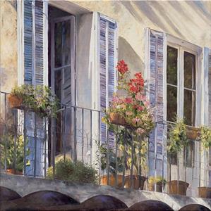 PGM Christian Sommer - Balcon à Grasse Provence Kunstdruk 98x98cm