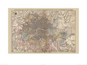Pyramid Stanfords Map of the County of London 1888 Kunstdruk 60x80cm