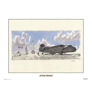 Star Wars Concept Art Milennium Falcon Kunstdruk 40x30cm