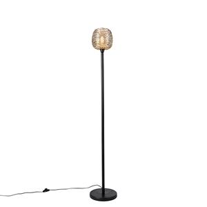 QAZQA Design vloerlamp zwart met goud 20 cm - Sarella