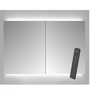 Sanicare Spiegelkast  Qlassics Ambiance 70x60 cm Met Dubbelzijdige Spiegeldeuren, LED Verlichting En Afstandsbediening Truffel