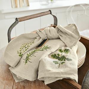 Loberon Theedoek set van 3 Herbal Gardens