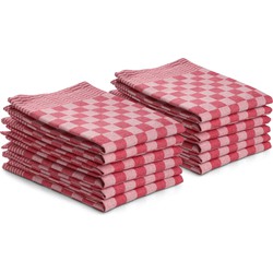 Seashell theedoeken set - 12 stuks - 50x70 - blokpatroon - geblokt - horeca ruit - rood