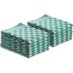 Seashell theedoeken set - 12 stuks - 50x70 - blokpatroon - geblokt - horeca ruit - groen