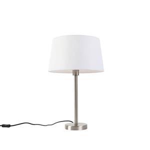 QAZQA Moderne Tischlampe Stahl mit weißem Schirm 32 cm - Simplo