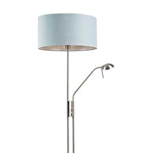 QAZQA Stehlampe Stahl und mineral blau mit verstellbarem Lesearm - Luxor