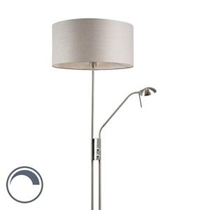 QAZQA Stehlampe Stahl und Grau mit verstellbarem Lesearm - Luxor
