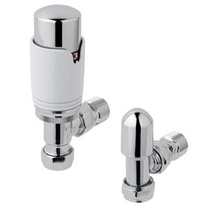 Eastbrook Valve radiator aansluitset haaks met thermostaat chroom/wit