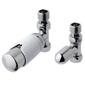 Eastbrook Valve radiator aansluitset recht met thermostaat chroom/wit