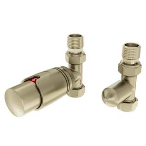 Eastbrook Valve radiator aansluitset recht met thermostaat messing geborsteld