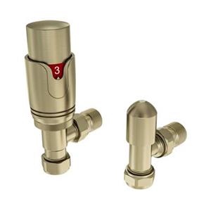 Eastbrook Valve radiator aansluitset haaks met thermostaat messing geborsteld