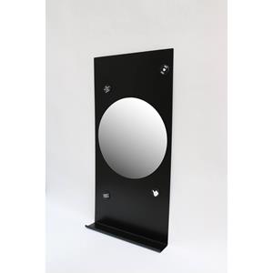 Ink Fonteinplanchet Note Staal Mat Zwart 36x72 cm Inclusief Ronde Spiegel Helder Glas 32 cm