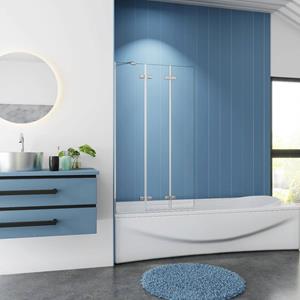 Sanexo Badwand Juniper 3-Delig 100X140 6Mm Helder Glas Chroom