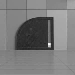 Sanexo Douchebak Mat Zwart Natuursteen Look Daisy Kwart Rond 80X80 Polystone (Exclusief Sifon)