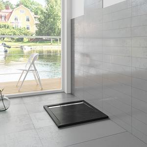 Sanexo Douchebak Mat Zwart Natuursteen Look Daisy Vierkant 90X90 Polystone (Exclusief Sifon)