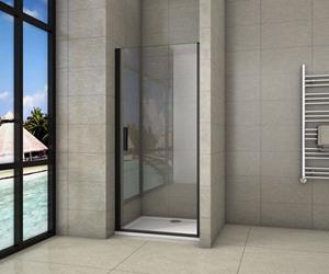 Sanexo Douchedeur Lily Nisdeur 80X200 Draaideur 8Mm Helder Glas Antikalk Mat Zwart