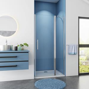 Sanexo Douchedeur Peony Nisdeur 90X195 Draaideur Met Vaste Wand 6mm Helder Glas Antikalk Chroom