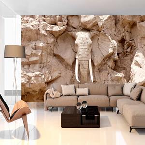 Artgeist Elephant Carving South Africa Vlies Fotobehang
