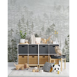 Walloha Mistig dennenbos - Kinderbehang - 194,8 cm x 280 cm - 
