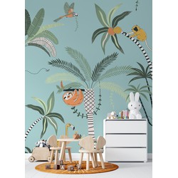 Walloha Gebungel in de jungle - Kinderbehang - 194,8 cm x 280 cm - 
