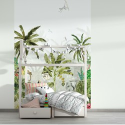 Walloha Diep in de jungle - Kinderbehang - 194,8 cm x 280 cm - 