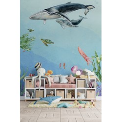 Walloha Diep in de zee - Kinderbehang - 194,8 cm x 280 cm - 