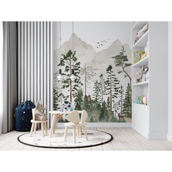 Walloha Het donkere woud - Kinderbehang - 194,8 cm x 280 cm - 