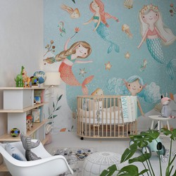 Walloha Meermin meisjes - Kinderbehang - 194,8 cm x 280 cm - 