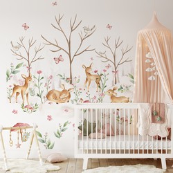 Walloha Lieve hertjes, roze - Kinderbehang - 194,8 cm x 280 cm - 