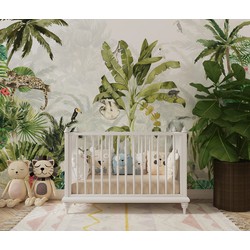 Walloha Diep in de jungle - Kinderbehang - 292,2 cm x 280 cm - 