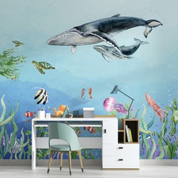 Walloha Diep in de zee - Kinderbehang - 292,2 cm x 280 cm - 