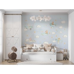 Walloha Vliegende dierenvriendjes - Kinderbehang - 292,2 cm x 280 cm - 