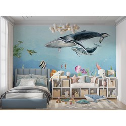 Walloha Diep in de zee - Kinderbehang - 389,6 cm x 280 cm - 