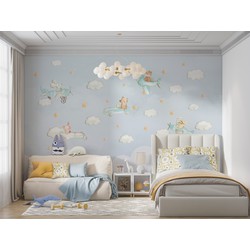 Walloha Vliegende dierenvriendjes - Kinderbehang - 389,6 cm x 280 cm - 
