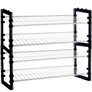 5five 2x Stuks schoenenrek/schoenenkast stapelbaar zilver/zwart 50 x 65 cm van metaal/kunststof -